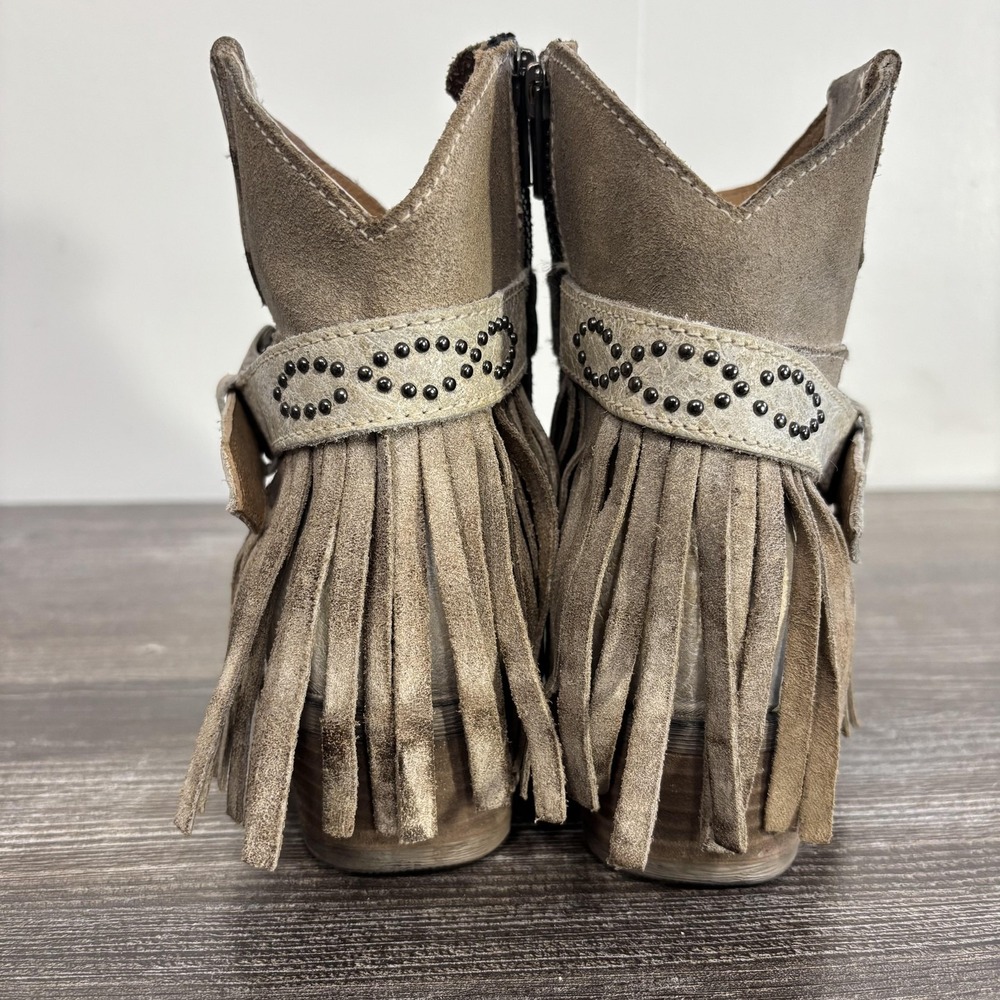 Sterling River Booties Womens Size 7M Beige Leather Western Fringe Ankle Zip - Picture 5 of 14